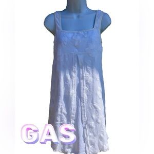 Womens Vintage G.A.S. White Summer Dress Sleeveless With Butterflies M Medium